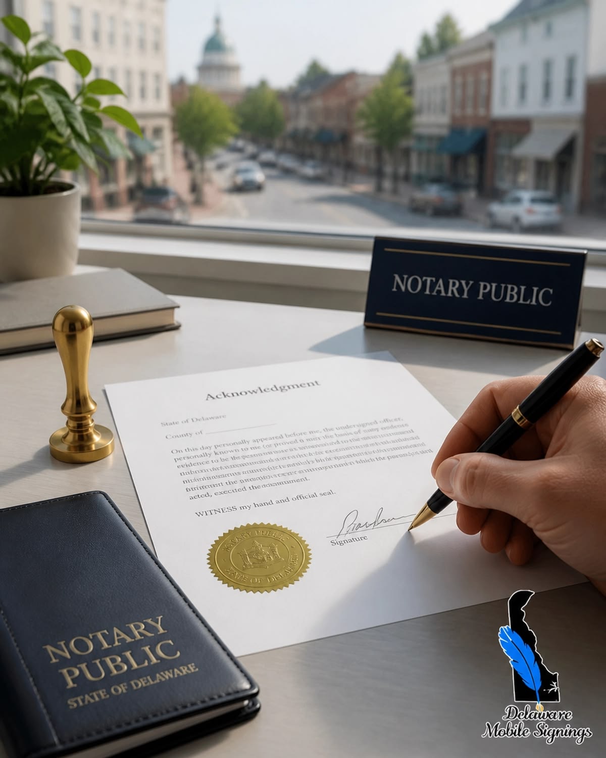 Notary office in Spain prepared for a property deed signing